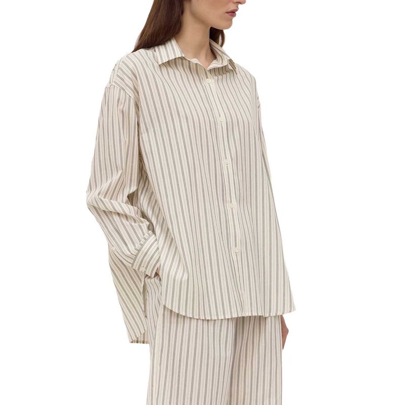 Assembly Label Ria Stripe Long Sleeve Shirt Cream/Smoke image number 0